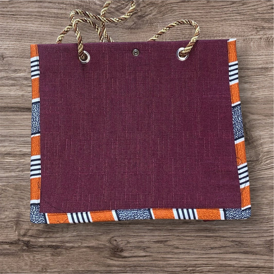 Sac couleur bordeaux avec wax à rayure orange