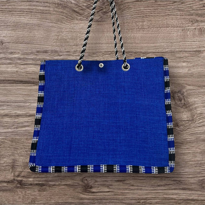 Sac bleu avec wax à rayure noir bleu